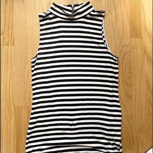 WHBM black and white stripped top sz M